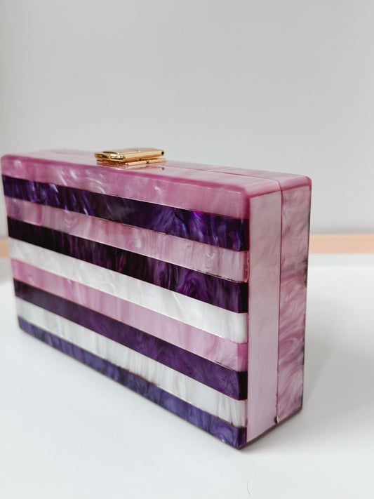 CLUTCH PURPLE STRIPES